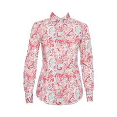 Etro Red Paisley Printed Stretch Cotton Button Front Shirt S