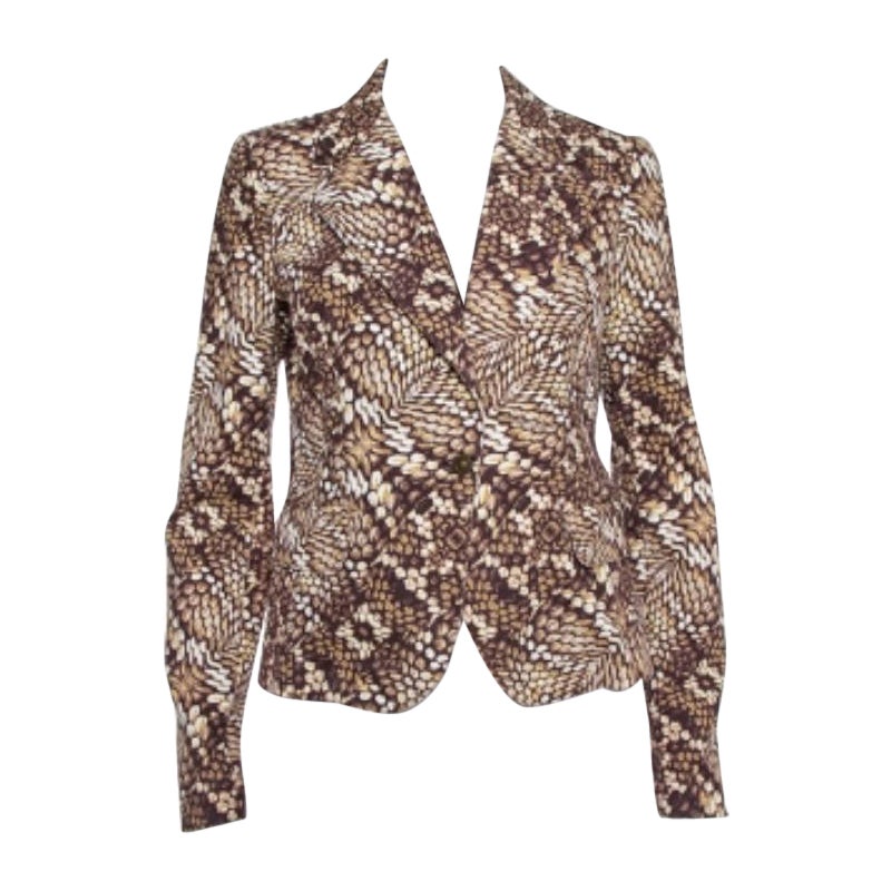 Just Cavalli Brown Printed Cotton Blazer L For Sale