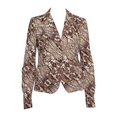 Just Cavalli Brown Printed Cotton Blazer L
