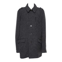 Etro Dark Grey Wool Mid-Length Coat XL