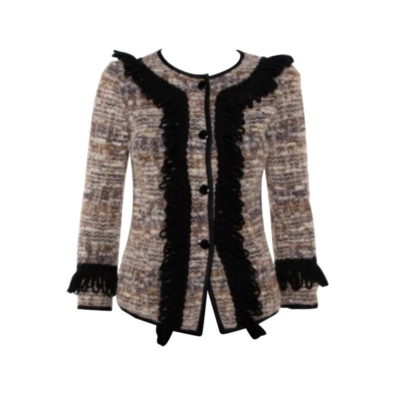 Emporio Armani Multicolor Tweed Button Front Jacket S For Sale
