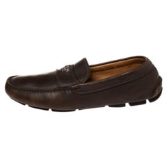 Prada Brown Leather Slip On Loafers Size 41.5