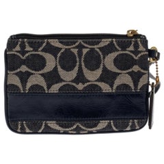 Coach Blue Signature Canvas and Patent Leather Wristlet Clutch