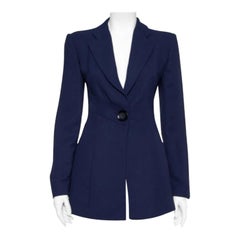 Emporio Armani Navy Blue Crepe Paneled Button Front Blazer M