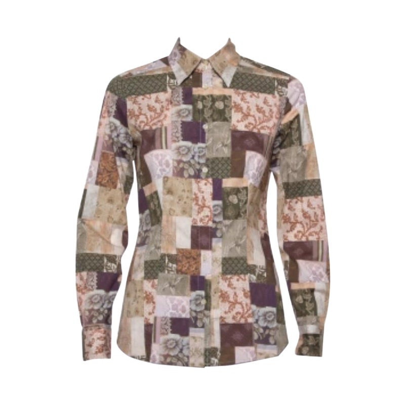 Etro Multicolor Paisley Printed Stretch Cotton Button front Shirt M For Sale