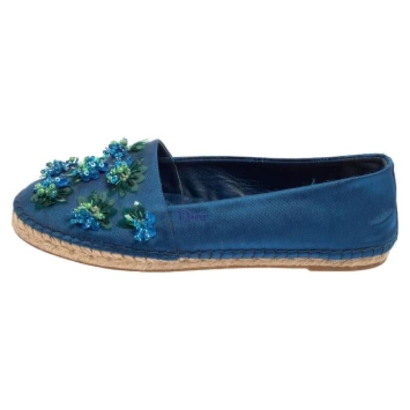 Dior Blue Mesh Espadrille Slip On Ballet Flats Size 39 For Sale