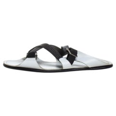 Versace White Leather Crossover Slide Sandals Size 43
