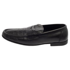 Louis Vuitton Black Damier Embossed Santiago Loafers Size 41.5