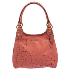 Coach Pink Leather Floral Laser Cut Hobo