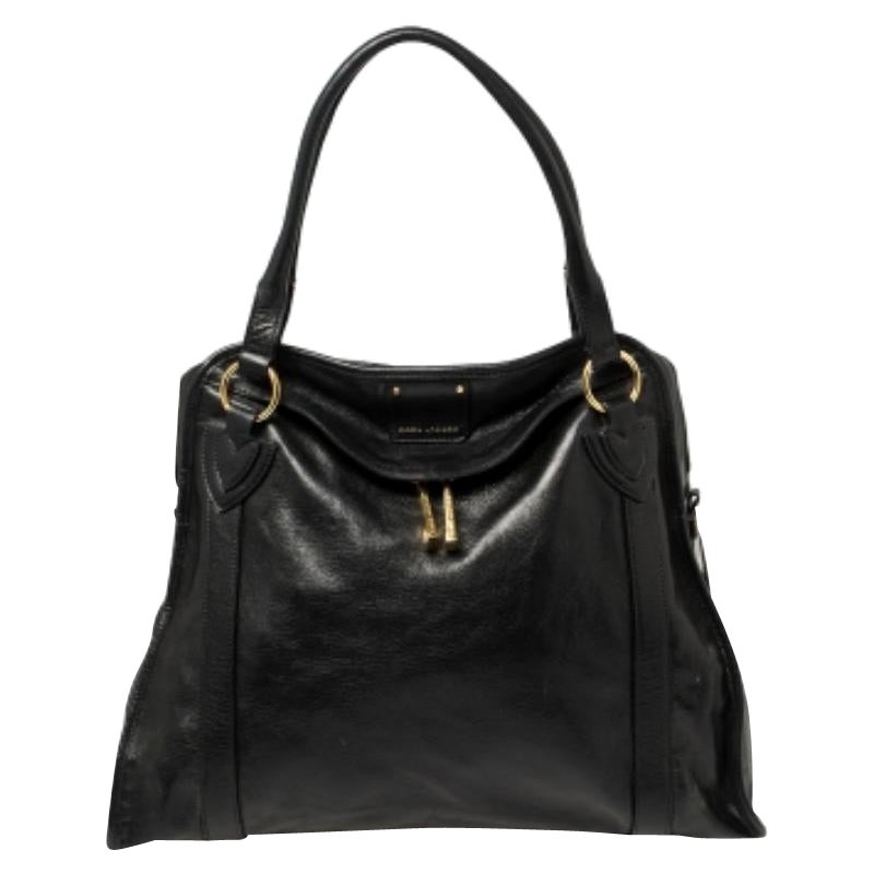 Marc Jacobs Black Leather Wellington Fulton Satchel For Sale
