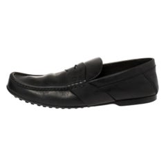 Louis Vuitton Black Leather Slip On Loafers Size 43.5