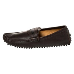 Gucci Brown Leather Slip On Loafers Size 41