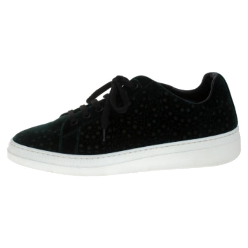 Alaia Green Laser Print Velvet Low Top Sneakers Size 39 For Sale