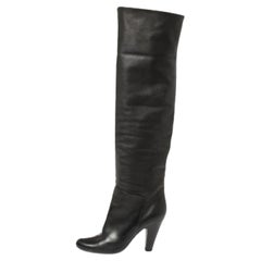 Giuseppe Zanotti Black Leather Mid Calf Foldover Boots Size 37