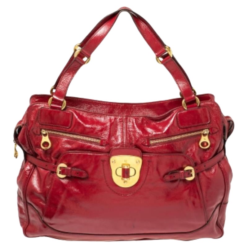 Alexander McQueen Red Patent Leather Satchel For Sale