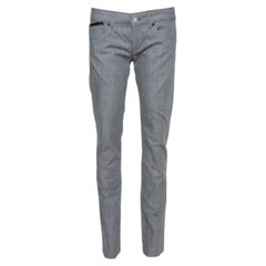 Emporio Armani Grey Cotton 5 Pocket Detail Tapered Leg Trousers L