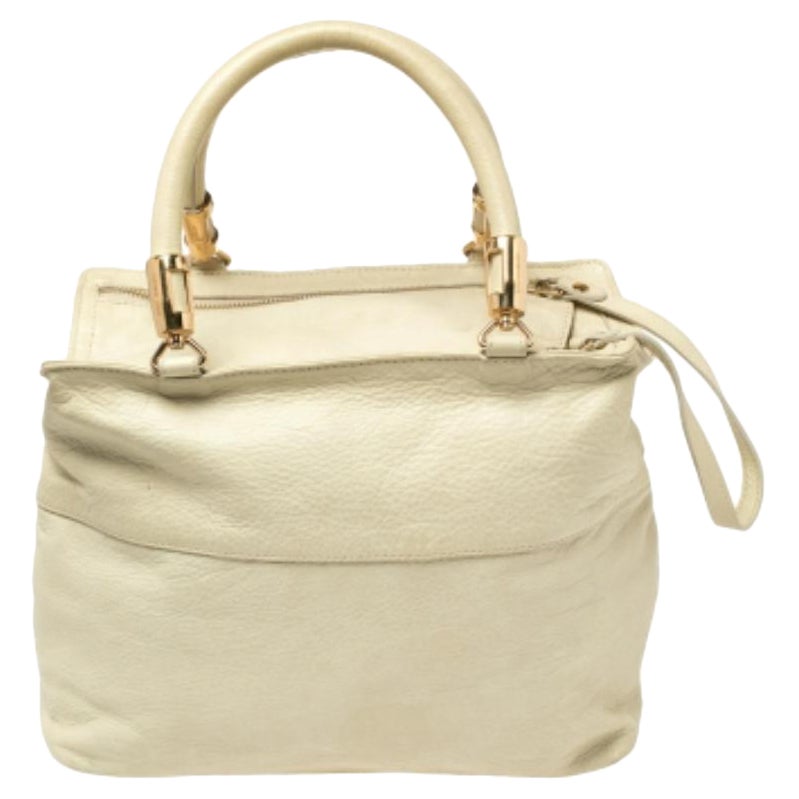 Emporio Armani Tote in pelle verde pallido con doppia cerniera in vendita