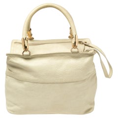 Emporio Armani Pale Green Leather Double Zip Tote
