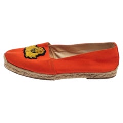 Christian Louboutin Orange Canvas Espadrille Flats Size 36