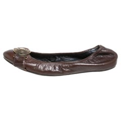 Burberry Brown Leather Embellished Ballet Flats Size 39