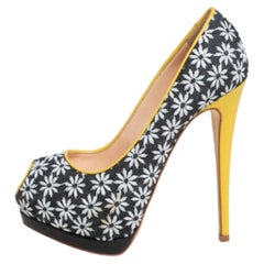 Giuseppe Zanotti Floral Print Fabric And Leather Platform Pumps Size 38