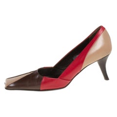 Prada Tricolor Leather Square Toe Pumps Size 36.5