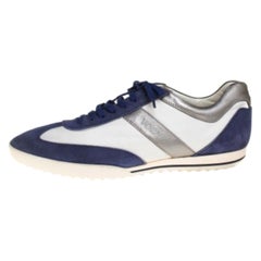 Tod's Blue/White Leather And Suede Low Top Sneakers Size 44