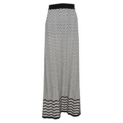 M Missoni Monochrome Wave Patterned Knit Maxi Skirt M