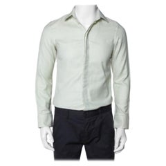 Emporio Armani Light Green Cotton Button Front Shirt S