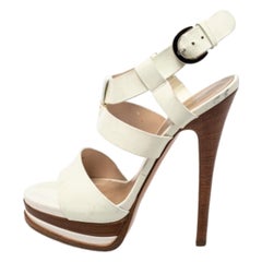 Casadei White Patent Leather Strappy Platform Sandals Size 36