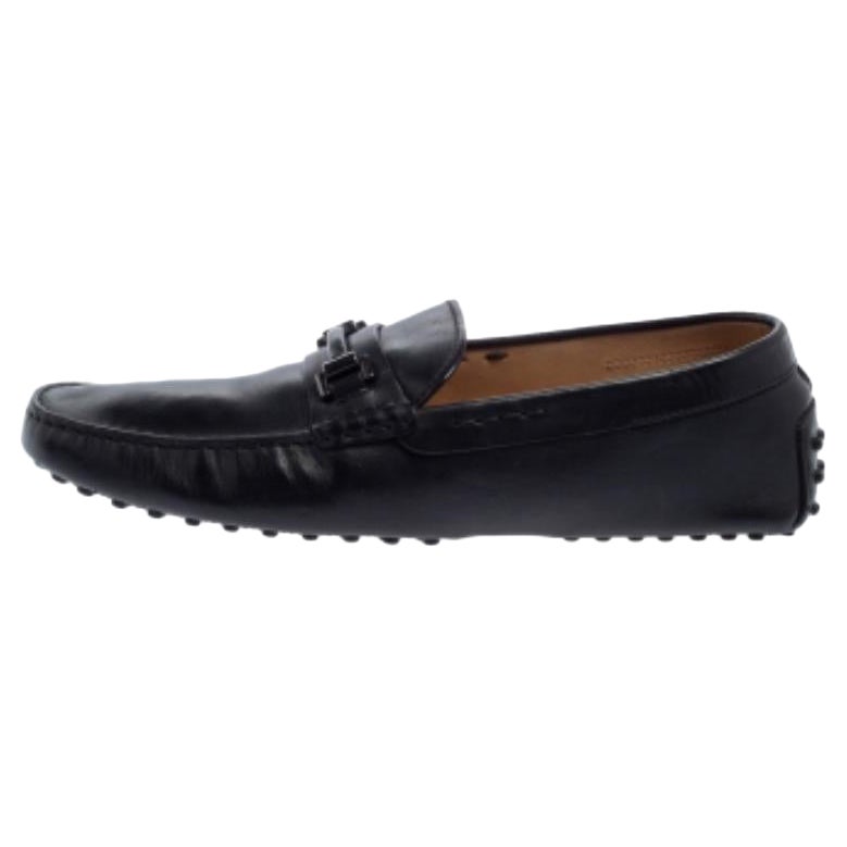 Tod's Black Leather Slip On Loafers Size 44.5 For Sale