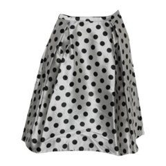 CH Carolina Herrera Monochrome Polka Dot Satin Box Pleated Short Skirt XS