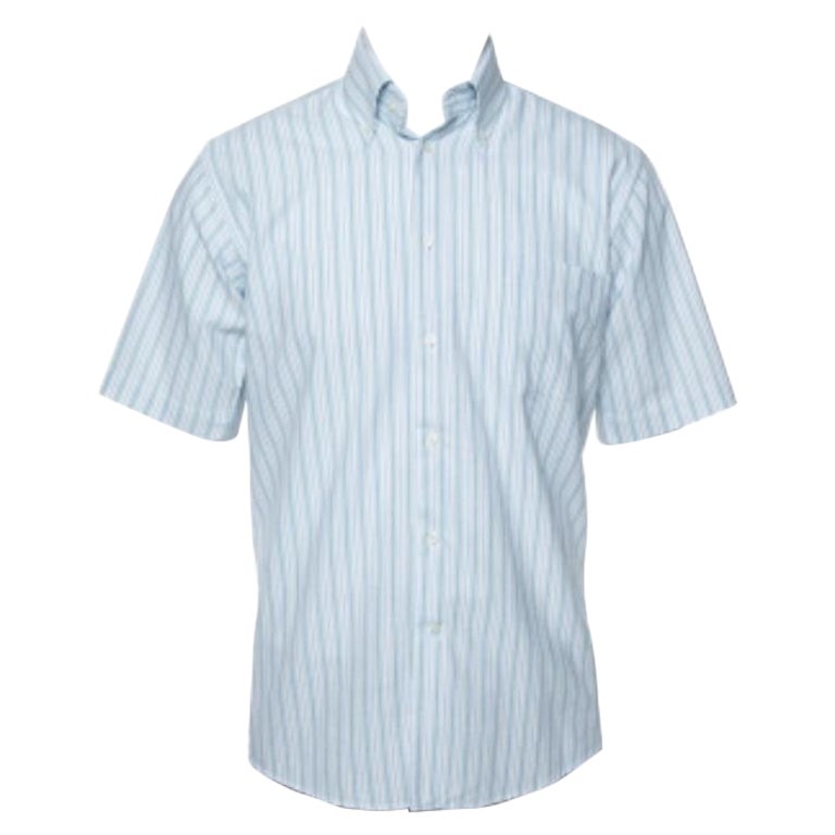 Balmain Tricolor Striped Cotton Short Sleeve Shirt M For Sale