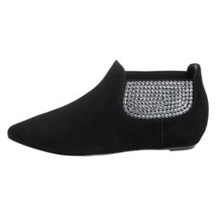 Giuseppe Zanotti Black Suede Embellished Flat Booties Size 36