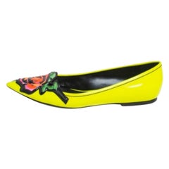 Louis Vuitton Yellow Leather Flower Embellished Pointed Ballet Flats Size 36.5