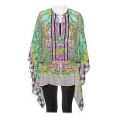 Just Cavalli Multicolor Printed Silk Waist Tie Detail Kaftan Tunic M