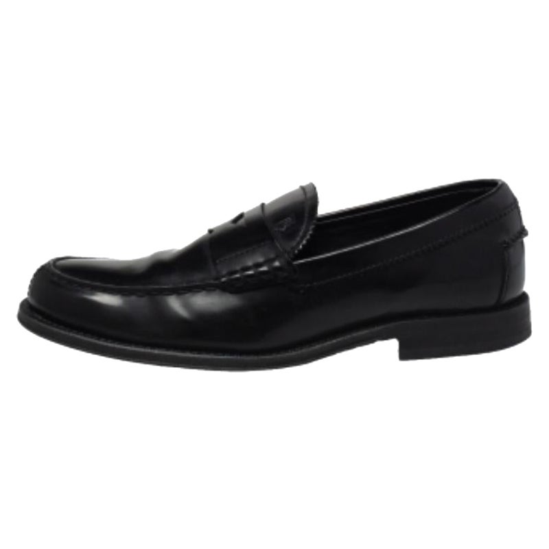 Tod's Black Leather Penny Slip On Loafers Size 39.5 For Sale