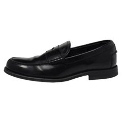 Tod's Black Leather Penny Slip On Loafers Size 39.5