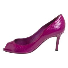 Sergio Rossi Purple Leather Peep Toe Pumps Size 38.5