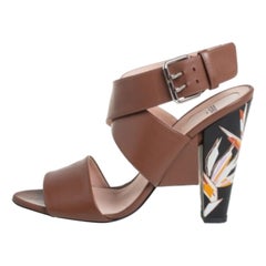 Fendi Brown Leather Ankle Strap Sandals Size 39