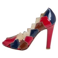 Miu Multicolor Lackleder Patchwork Peep Toe Pumps Größe 36,5