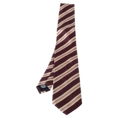 Boss By Hugo Boss Burgundy Striped Silk Tie