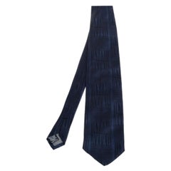 Gianfranco Ferre Navy Blue Embroidered Silk Tie