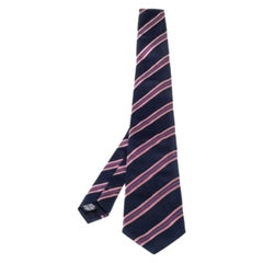 Boss By Hugo Boss Blue & Pink Striped Silk Tie