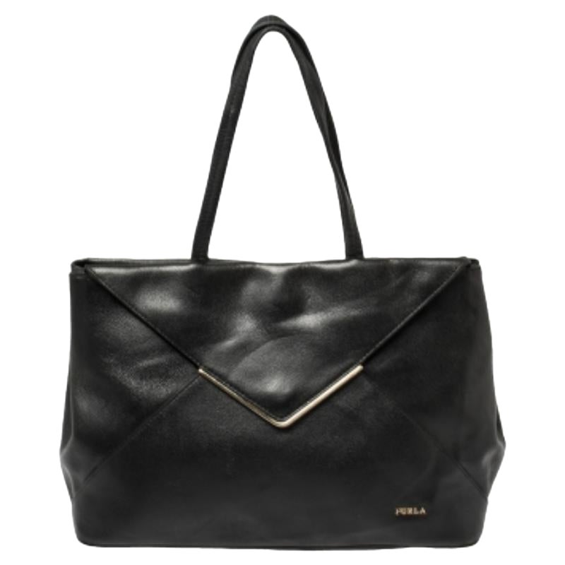 Furla Black Leather Kelis Tote For Sale
