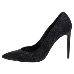 Ralph Lauren Black Glitter Pointed Toe Pumps Size 37