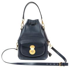 Ralph Lauren Cadet Blue Navy Leather Ricky Drawstring Bag 11
