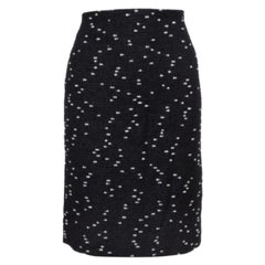 Oscar de la Renta Monochrome Tweed Fitted Short Skirt M