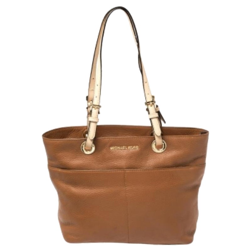MICHAEL Michael Kors Brown/Beige Leather Bedford Tote For Sale