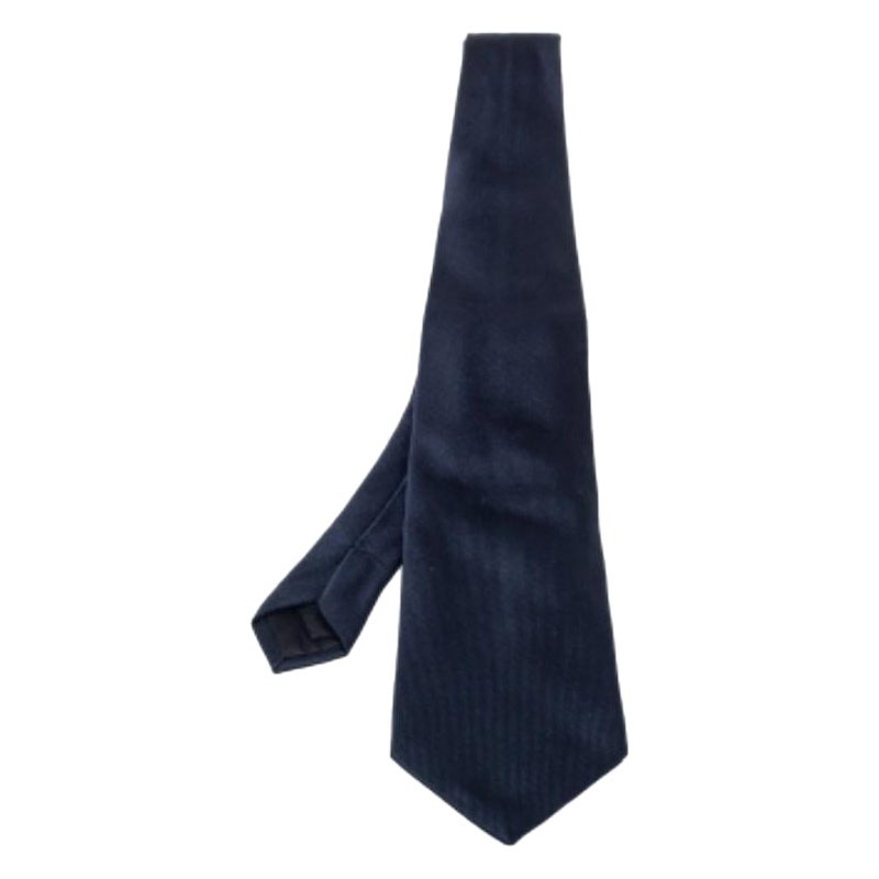 Boss By Hugo Boss Navy Blue Cotton Silk Tie For Sale